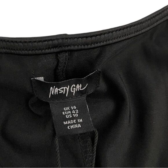 NWT Nasty Gal Slinky Bond Girl Black Zip Front One Piece Catsuit Jumpsuit - Picture 7 of 7